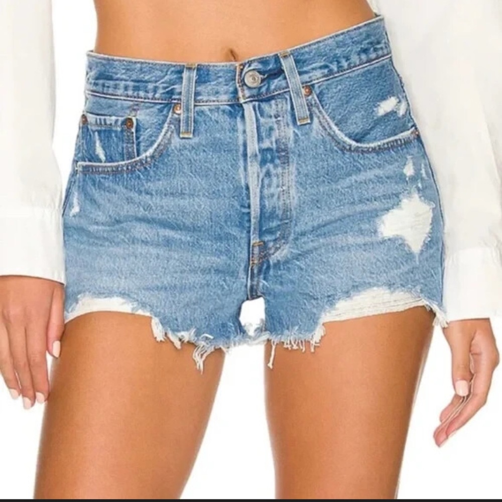 Denim Distressed High-Rise Women’s Shorts - Blue